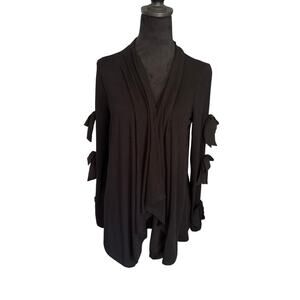 August Silk Bow Sleeve Cardigan Women’s Small Black New with Tags